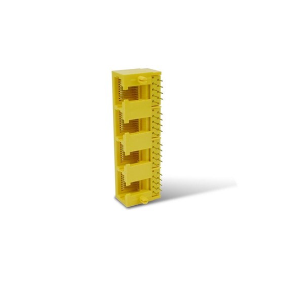 2pcs Yellow RJ45 Connector Socket 4Port Plastic Right Angled 8P8C 1*4 Without Led