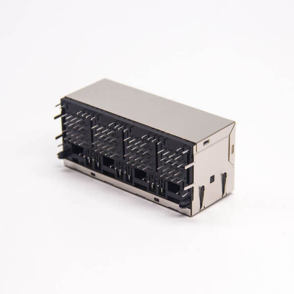 2x4 RJ45 Connector 90 Degree Modular Shielded Jack with LED DIP Type with EMI