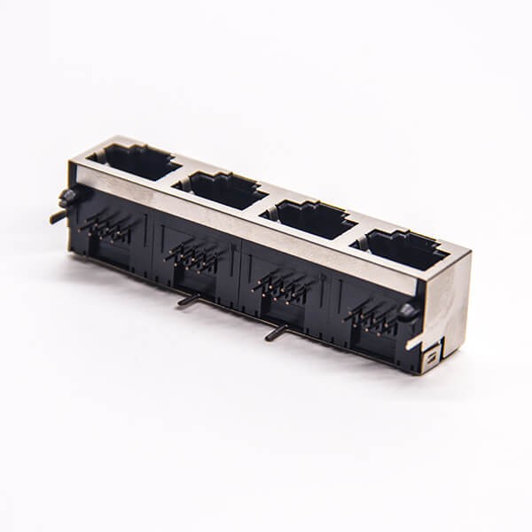 4 Port RJ45 Jack 8P8C 90 Degree Through Hole for PCB Mount 20pcs
