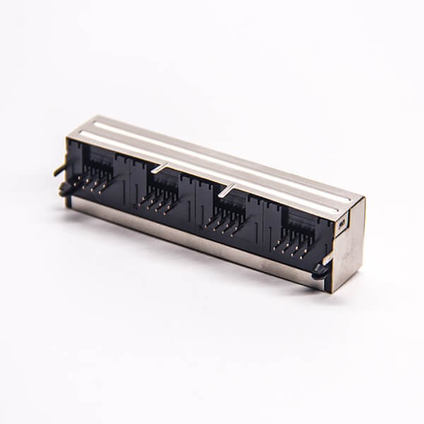 4 Port RJ45 Jack 8P8C 90 Degree Through Hole for PCB Mount 20pcs