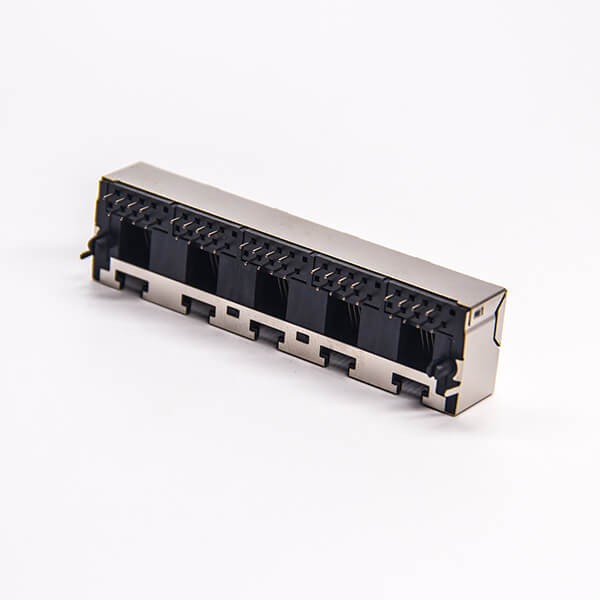 5 Port RJ45 8P8C Through Hole PCB Mount Shielded Jack Connector