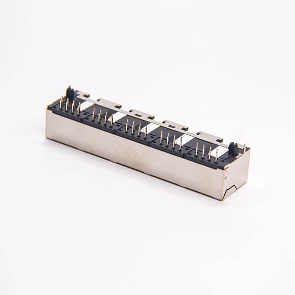 5 Port RJ45 8P8C Through Hole PCB Mount Shielded Jack Connector