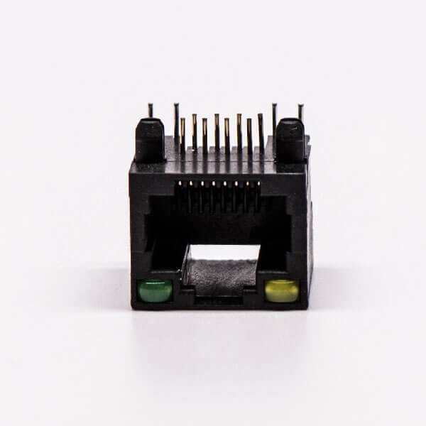 5pcs RJ45 8 Pin Connector Female 1 Port Black R/A Unshield With LED for PCB