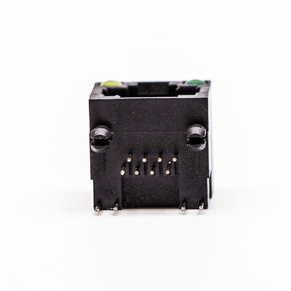 5pcs RJ45 8 Pin Connector Female 1 Port Black R/A Unshield With LED for PCB