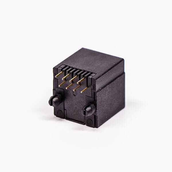 5pcs RJ45 Female 180 Degree Connector 1 Port 8P Black Unshield Without LED