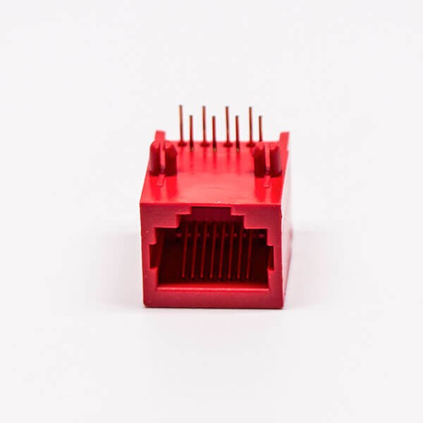 5pcs RJ45 Female Jack 90 Degree Connector 1 Port 8P8C Red Unshield Without LED