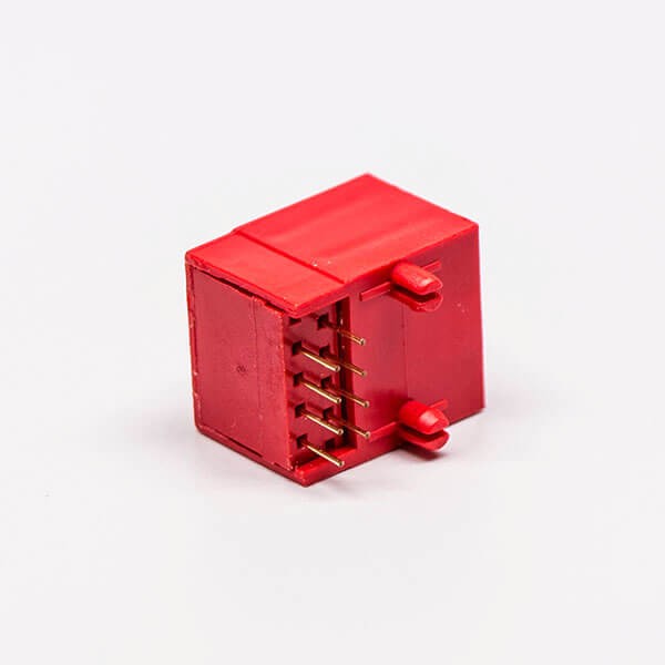5pcs RJ45 Female Jack 90 Degree Connector 1 Port 8P8C Red Unshield Without LED