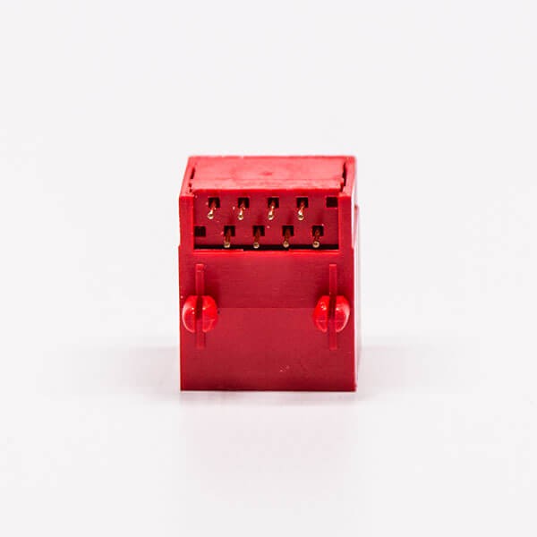 5pcs RJ45 Female Jack 90 Degree Connector 1 Port 8P8C Red Unshield Without LED