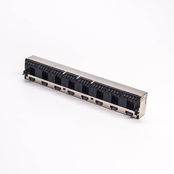 8 Port RJ45 Socket 90 Degree 8p8c Shielded DIP Type PCB Mount Network Connector