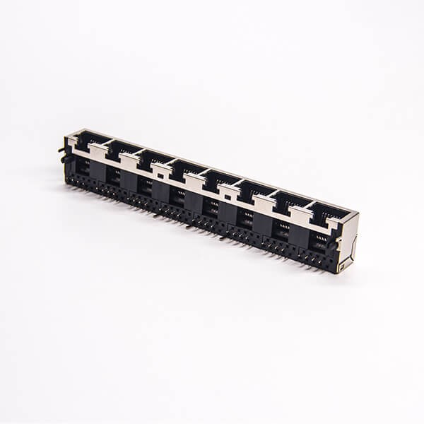 8 Port RJ45 Socket 90 Degree 8p8c Shielded DIP Type PCB Mount Network Connector