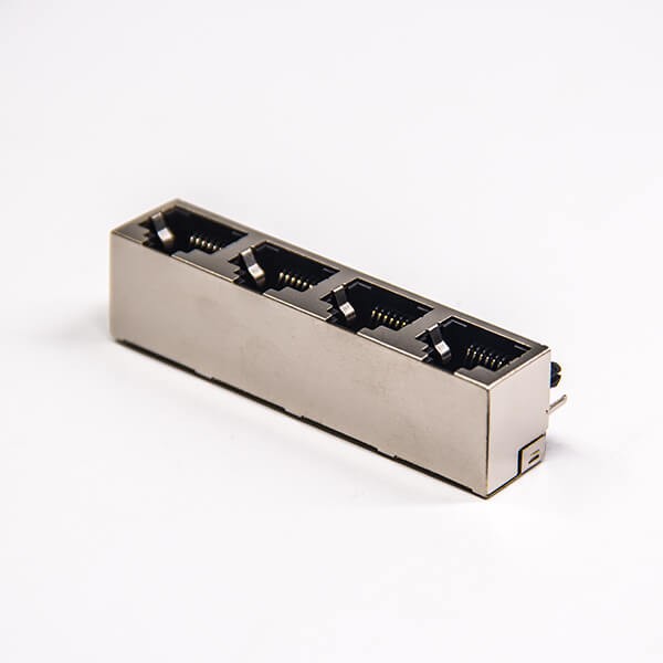 8p8c Modular Connector Jacks RJ45 4 Port 90 Degree Shielded without LED