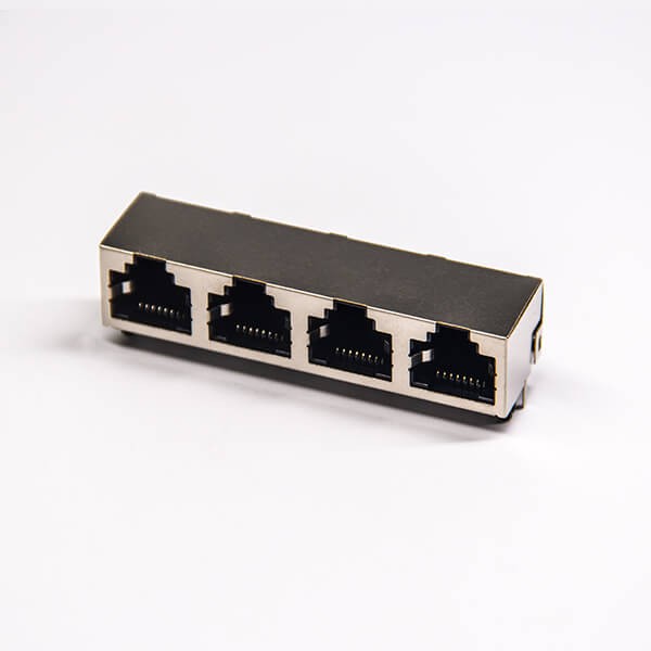 8p8c Modular Connector Jacks RJ45 4 Port 90 Degree Shielded without LED