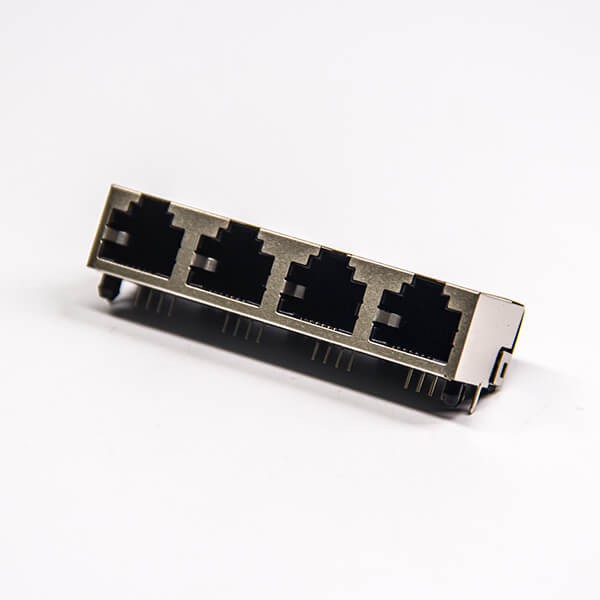 8p8c Modular Connector Jacks RJ45 4 Port 90 Degree Shielded without LED