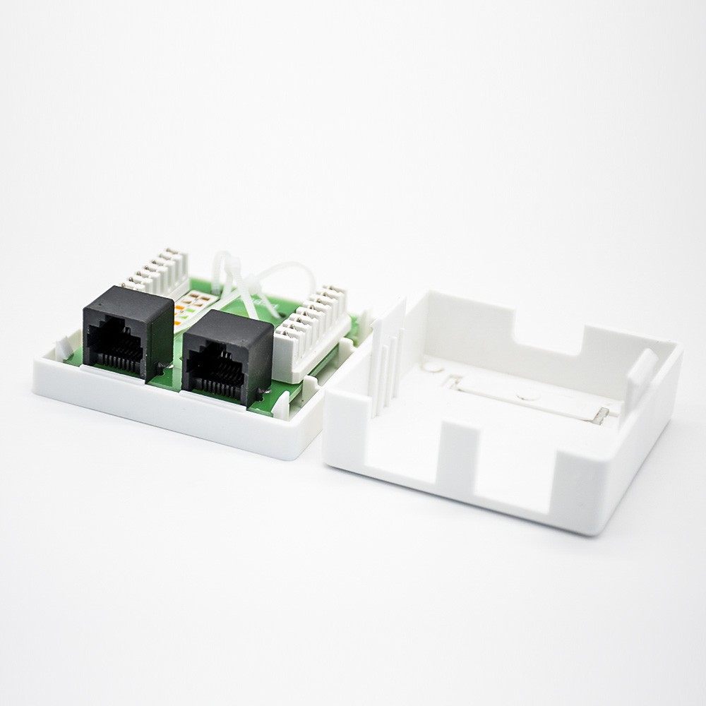 Cat6 8P8C Modular Connectors Unshielded PCB Mount Dual Port Desktop Network Interface