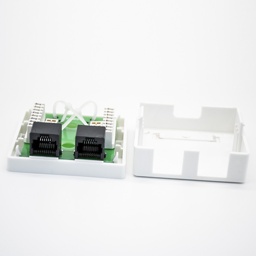 Cat6 8P8C Modular Connectors Unshielded PCB Mount Dual Port Desktop Network Interface