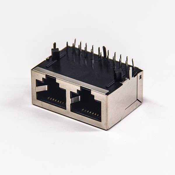 Modular Connector Shielded Jack 8p8c 1x2 without LED Through Hole