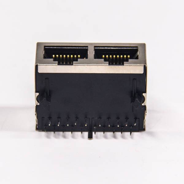 Modular Connector Shielded Jack 8p8c 1x2 without LED Through Hole
