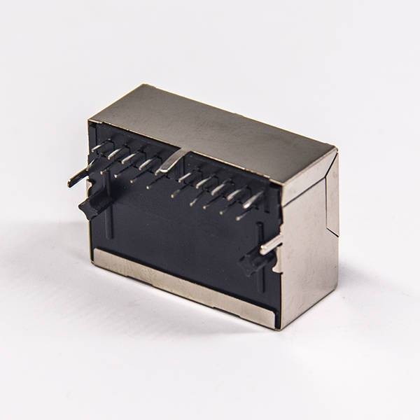 Modular Connector Shielded Jack 8p8c 1x2 without LED Through Hole