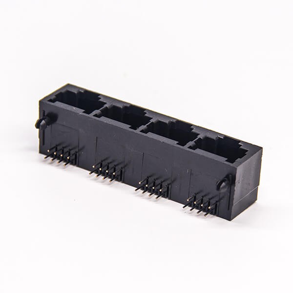 Port RJ45 4 Port Types 90 Degree Plastic Black Unshielded without LED 20pcs
