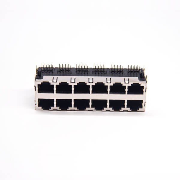 RJ45 2x6 Jack Modular Erhernet Network Connector Shielded Through Hole 90 Degree