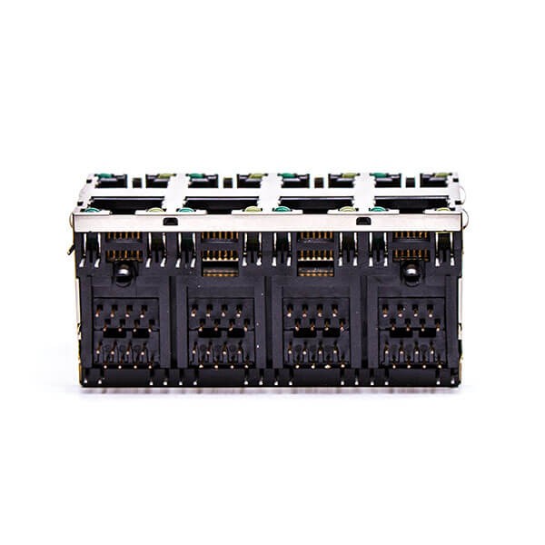 RJ45 8 Pin Connector Female R/A 8 Port Gold Plated with Shield and LED for PCB