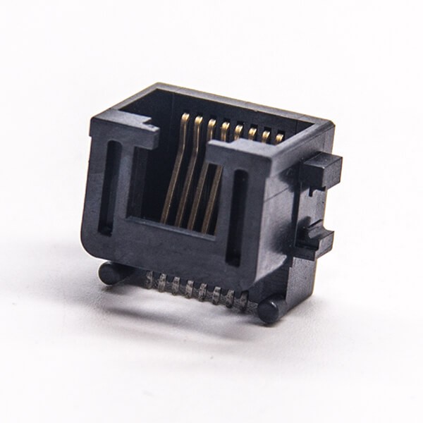 RJ45 8p8c Jack Black Offset Type Right Angled Unshielded RJ45 Jack SMT