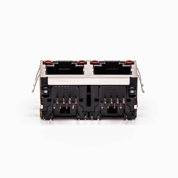 RJ45 Cconnector Jack 90 Degree 2 Port with Shield and with LED for PCB