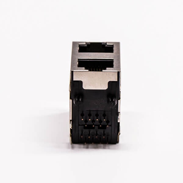 RJ45 Connector PCB 2 Port R/A Double Row with Shield and Without LED 20pcs