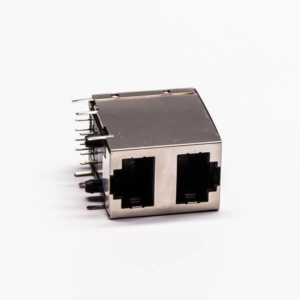 RJ45 Connector PCB 2 Port R/A Double Row with Shield and Without LED 20pcs