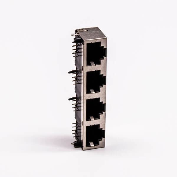 RJ45 Connector Shielded Female 8P 1*4 180 Degree Without LED for PCB