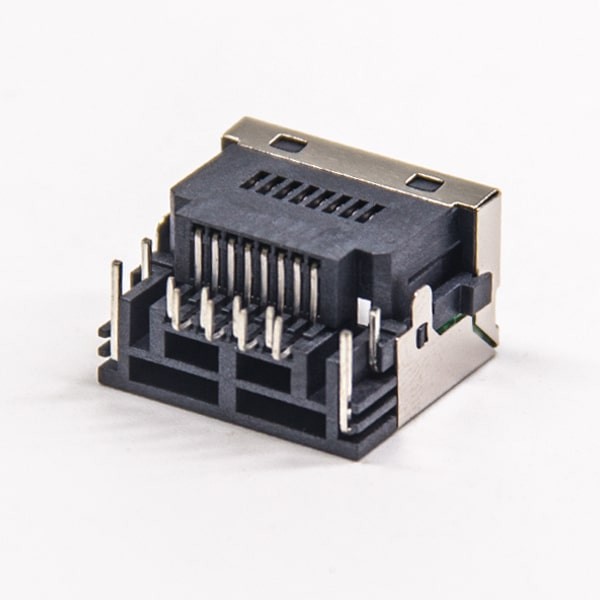 RJ45 Connector With LED Angled DIP Type Shielded