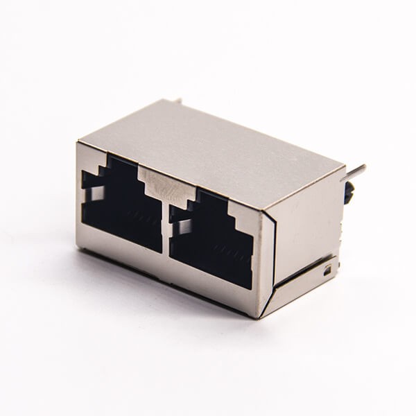RJ45 Dual Port 1*2 Straight Through Hole for PCB Mount