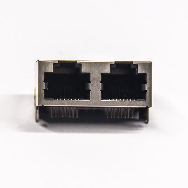 RJ45 Ethernet Jack 1x2 Dual Port 8P8C DIP Type 90 Degree without LED