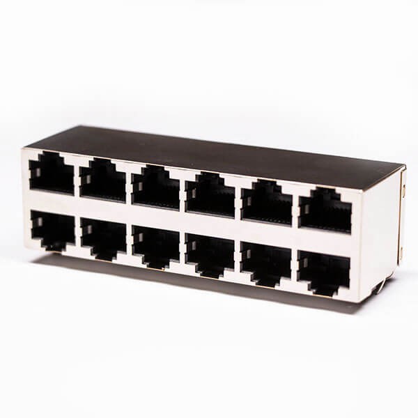 RJ45 Female Connector 2*6 Double Row 12 Port with Shield and Without LED