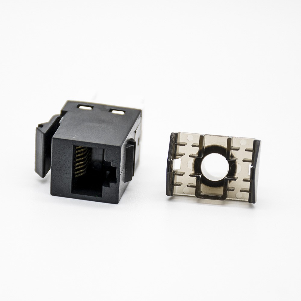 RJ45 Female Jack Single Port CAT6 Unshielded 8P8C PCB Mount Network Module With Dust Cover
