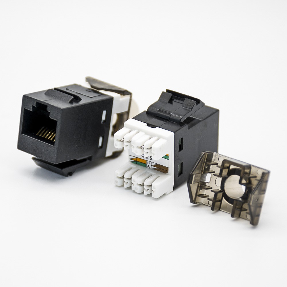 RJ45 Female Jack Single Port CAT6 Unshielded 8P8C PCB Mount Network Module With Dust Cover