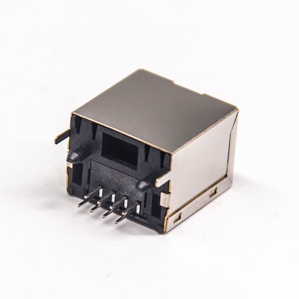 RJ45 Jack 180 Degree Shielded Ethernet Connector without LED Single Port