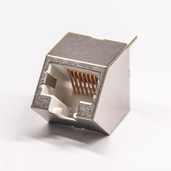 RJ45 Jack 45 Degree Modualr Connector Through Hole Gray Plastic Shielded Single Port
