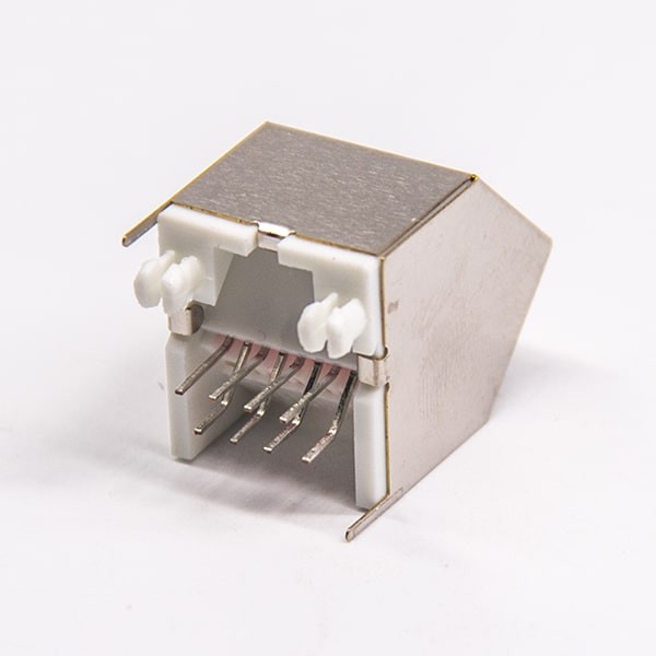 RJ45 Jack 45 Degree Modualr Connector Through Hole Gray Plastic Shielded Single Port