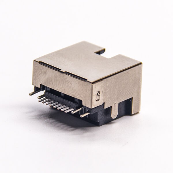 RJ45 Jack Offset SMT PCB Mount Right Angled with LED Shielded Connector