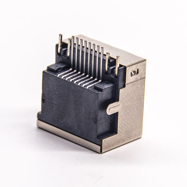 RJ45 Jack Offset SMT PCB Mount Right Angled with LED Shielded Connector
