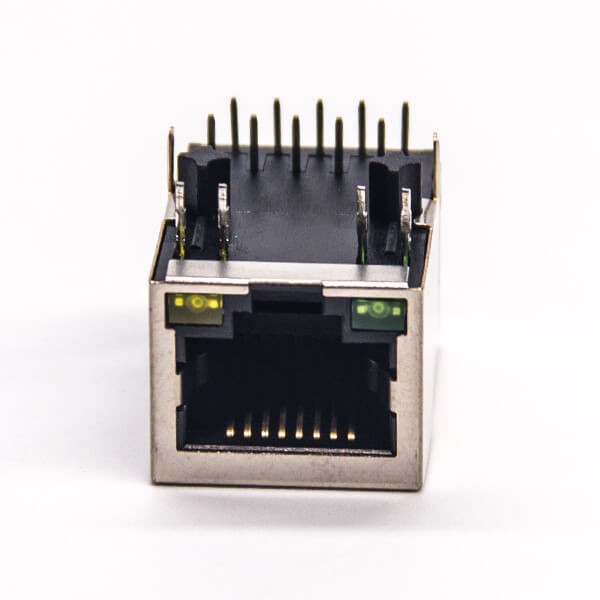 RJ45 LED Connector 8p8c Right Angled Shielded with LED Through Hole PCB Mount 20pcs