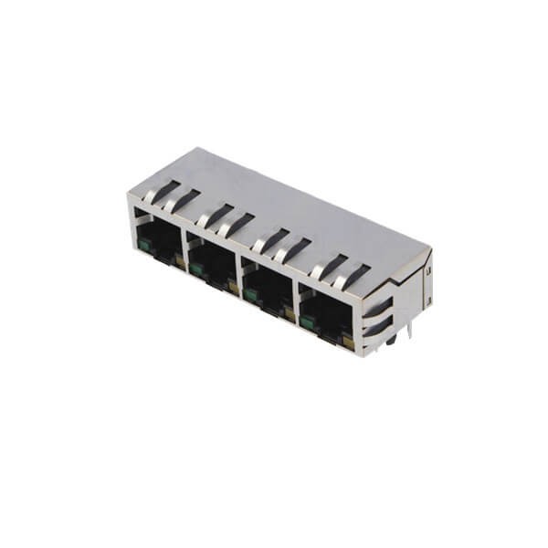 RJ45 Metal Connector Socket 8P THT Shielded Isolation Transformer With LED