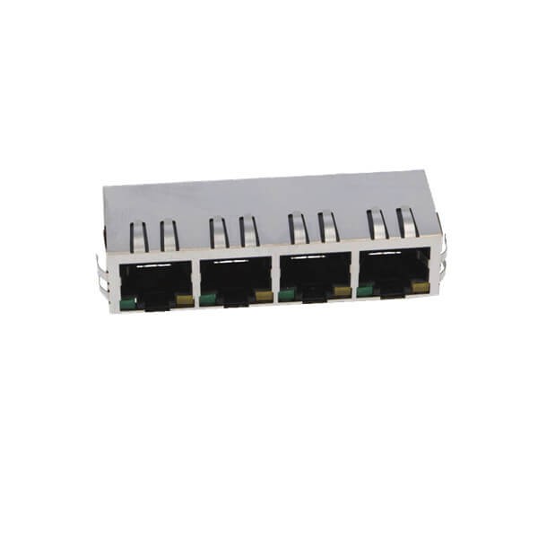 RJ45 Metal Connector Socket 8P THT Shielded Isolation Transformer With LED 20pcs
