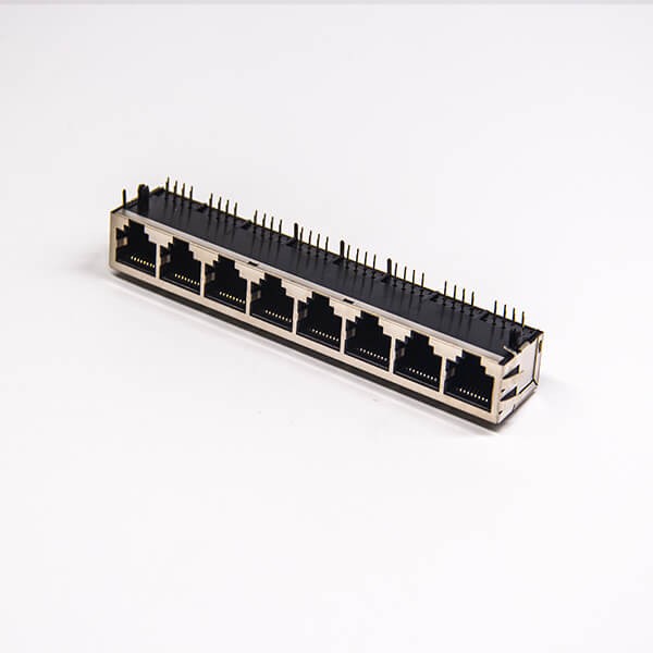 RJ45 Multi Connector 1x8 Port Modular Jack 10P8C Shielded with EMI PCB Mount