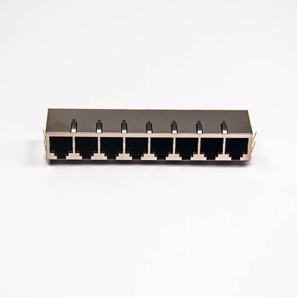 RJ45 Multi Connector 1x8 Port Modular Jack 10P8C Shielded with EMI PCB Mount