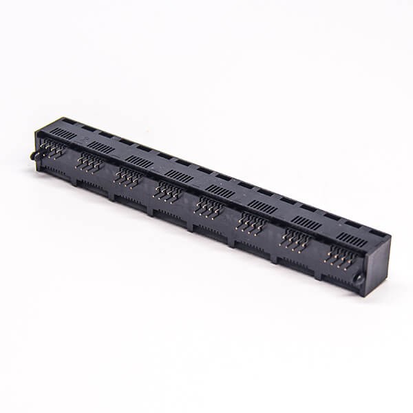 RJ45 Multi Port Jack 1*8 Multiple Port Black Plastic Through Hole PCB Mount
