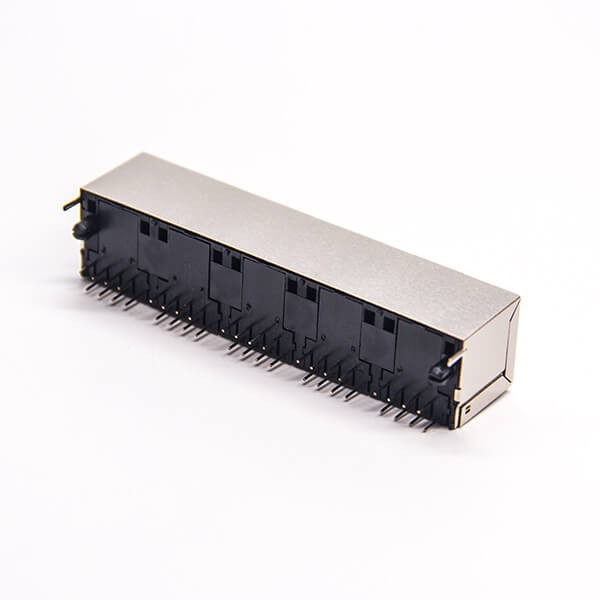 RJ45 Multiple 1*5 Port 180 Degree Shielded Jack DIP Type for PCB Mount 20pcs