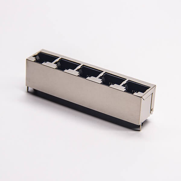 RJ45 Multiple 1*5 Port 180 Degree Shielded Jack DIP Type for PCB Mount 20pcs