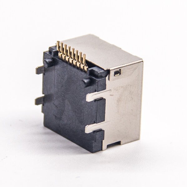 RJ45 PCB SMT Type Shielded Jack Right Angled without LED PCB Mount